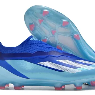 Adidas Chaussures de football Bleu Transparente Ajustement chaussette Col tricoté Translucide TPU Cage Sol ferme