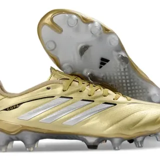 Adidas Copa Dorado Plata Metálico Upper Tres Rayas Campo Firme Zapatos de Fútbol