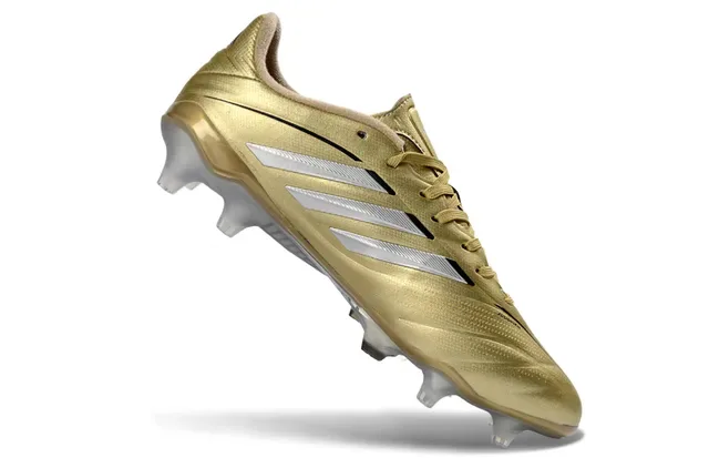 Adidas Copa Gold Silver Metallic Upper Three-Stripe Branding Firm-Ground Soccer Shoes 2