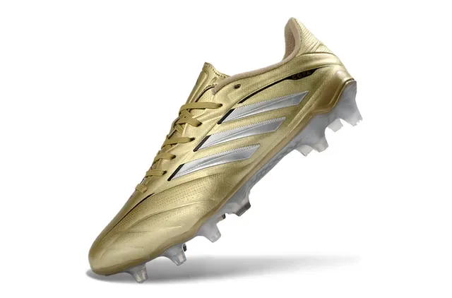 Adidas Copa Gold Silver Metallic Upper Three-Stripe Branding Firm-Ground Soccer Shoes 3
