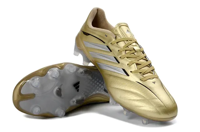 Adidas Copa Gold Silver Metallic Upper Three-Stripe Branding Firm-Ground Soccer Shoes 4