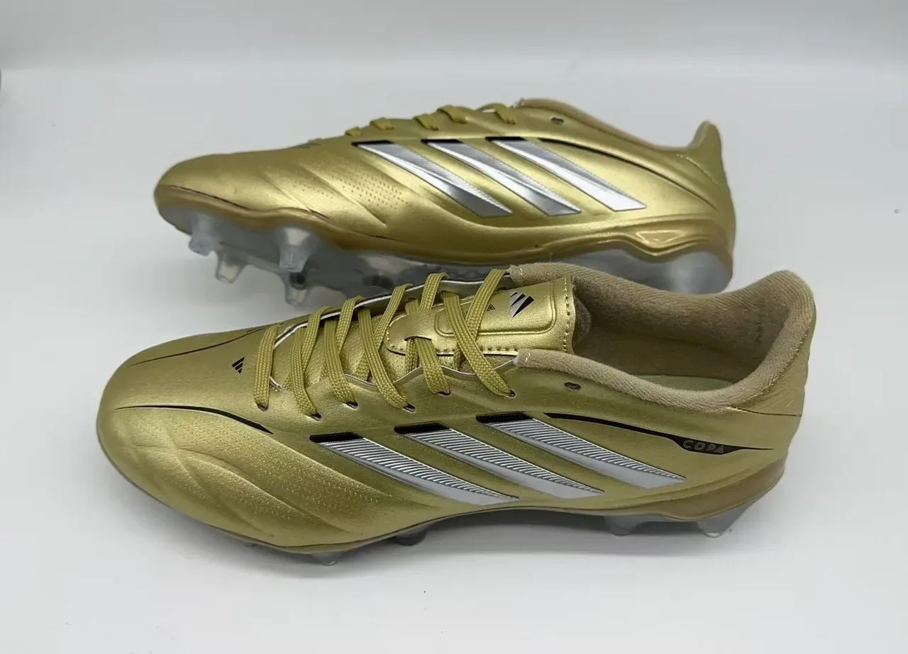 Adidas Copa Gold Silver Metallic Upper Three-Stripe Branding Firm-Ground Soccer Shoes 8