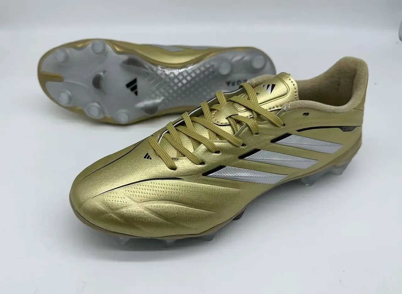 Adidas Copa Gold Silver Metallic Upper Three-Stripe Branding Firm-Ground Soccer Shoes 11