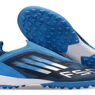 Adidas F50 Bleu marine Low-Cut Sock-Fit Collar Dynamic Speed-Line Graphics Chaussures de football pour gazon artificiel