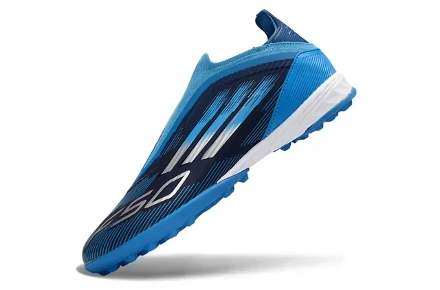 Adidas F50 Bleu marine Low-Cut Sock-Fit Collar Dynamic Speed-Line Graphics Chaussures de football pour gazon artificiel 3