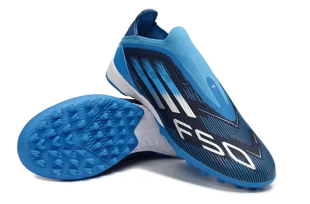 Adidas F50 Bleu marine Low-Cut Sock-Fit Collar Dynamic Speed-Line Graphics Chaussures de football pour gazon artificiel 4