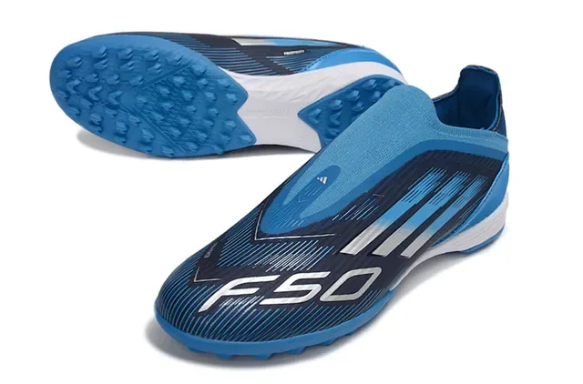 Adidas F50 Bleu marine Low-Cut Sock-Fit Collar Dynamic Speed-Line Graphics Chaussures de football pour gazon artificiel 5