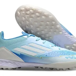 Adidas F50 Chuteira de Futebol Turf Azul Claro Branco