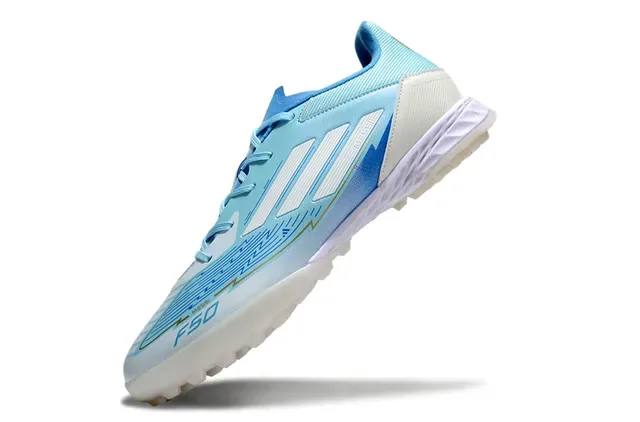 Adidas F50 Chuteira de Futebol Turf Azul Claro Branco 3