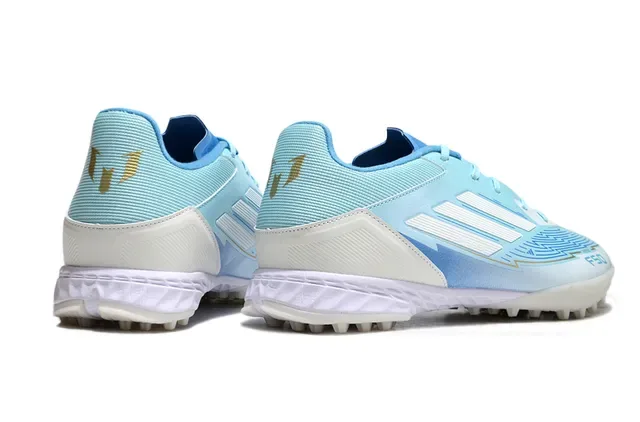 Adidas F50 Chuteira de Futebol Turf Azul Claro Branco 5