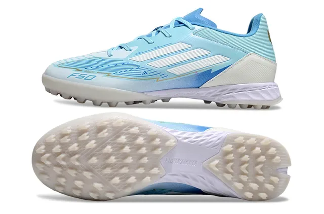 Adidas F50 Chuteira de Futebol Turf Azul Claro Branco 6