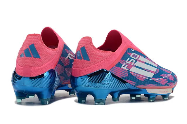 Adidas F50 गुलाबी-नीली सॉक-फिट कॉलर ज्यामितीय ऊपरी फर्म-ग्राउंड फुटबॉल जूते 5