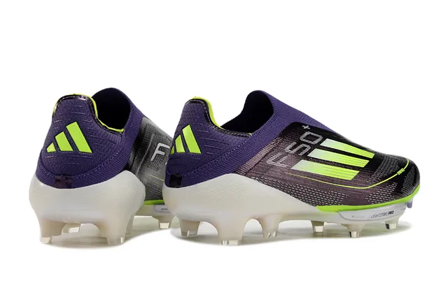 Adidas F50 Zapatos de fútbol con upper de tejido Knit en morado y verde, cuello sock-fit, para terreno firme 5