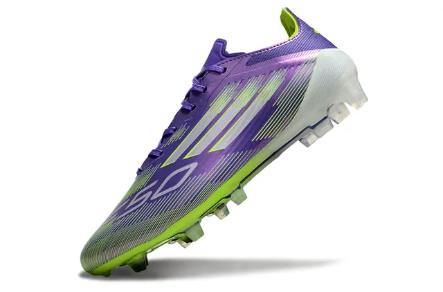 Adidas F50 Violet Vert Low-Cut Empeigne Synthétique Clavons Moulés Terrain Firme Chaussures de Football 3