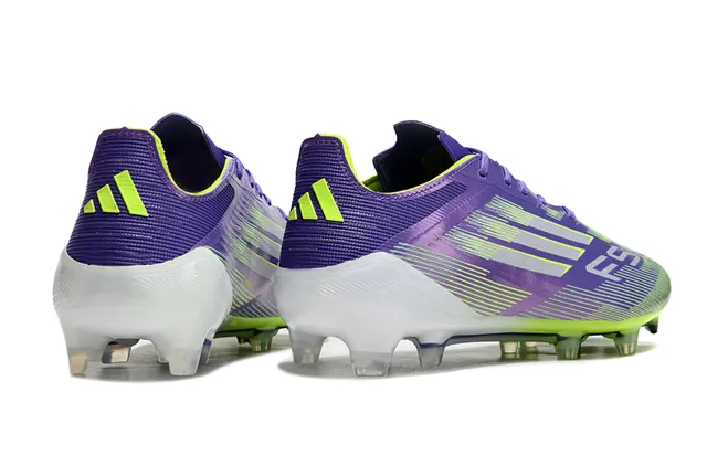 Adidas F50 Violet Vert Low-Cut Empeigne Synthétique Clavons Moulés Terrain Firme Chaussures de Football 5