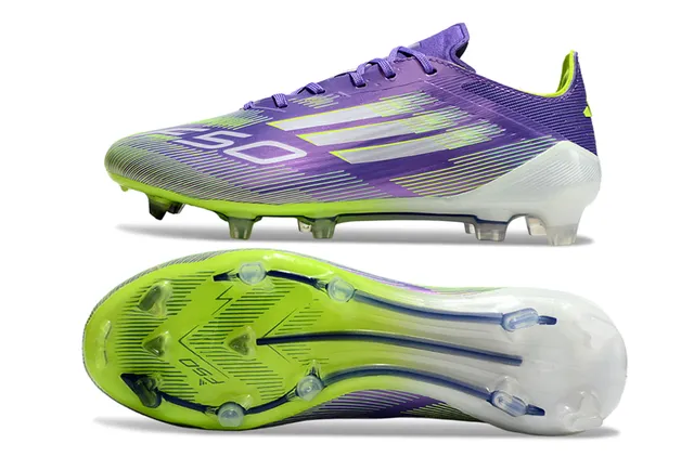 Adidas F50 Violet Vert Low-Cut Empeigne Synthétique Clavons Moulés Terrain Firme Chaussures de Football 6