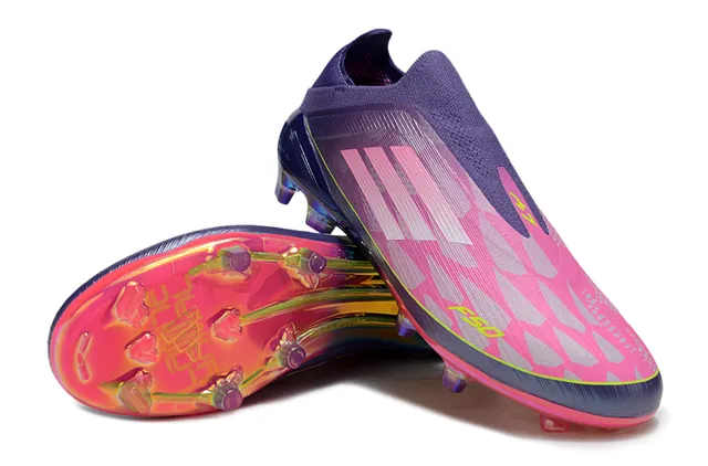 Adidas F50 বেগুনি গোলাপি ইরিডেসেন্ট কঠিন মাঠ ফুটবল জুতা 4
