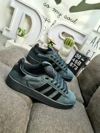 Adidas Gray Black Suede Upper Three-Stripe Side Panel Lifestyle Sneakers 9