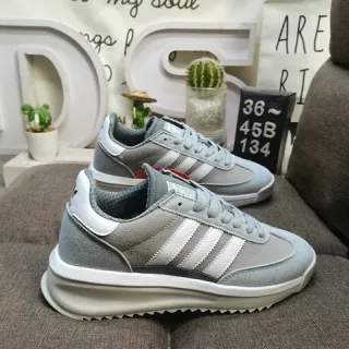Adidas Chaussures Lifestyle Gris Blanc Basse Daim Synthétique