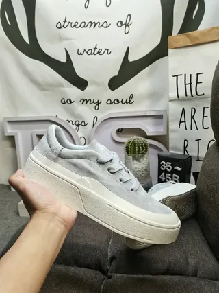 Adidas Gray White Suede Upper Platform Sole Lifestyle Sneakers 5