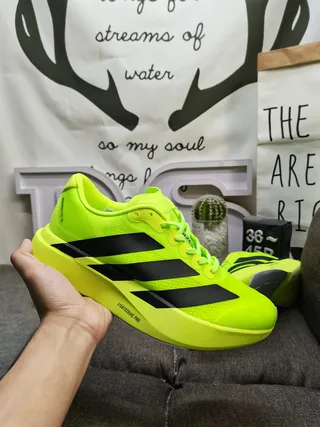 Adidas Vert Noir Néon Lime Maille Supérieure Trois Rayures Latérales Lifestyle Sneakers 5
