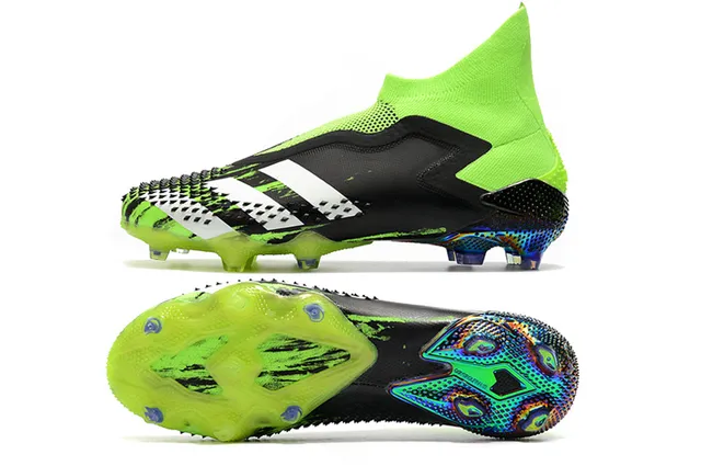 Adidas أحذية كرة القدم أخضر أسود مع علوى من الخياطة تناسب الجورب, كاج غير متناظر TPU على أرض صلبة 3
