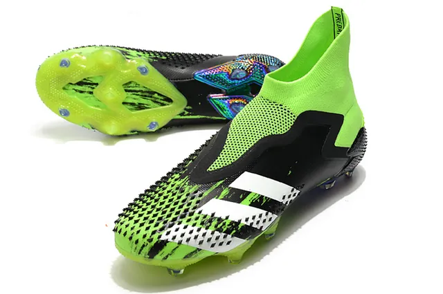 Adidas أحذية كرة القدم أخضر أسود مع علوى من الخياطة تناسب الجورب, كاج غير متناظر TPU على أرض صلبة 7