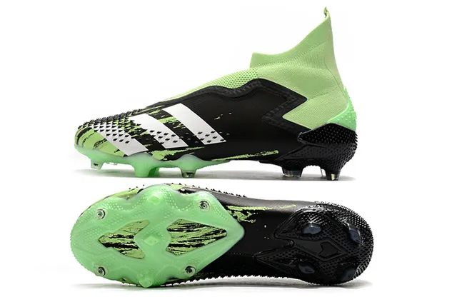 Adidas أحذية كرة القدم أخضر أسود مع علوى من الخياطة تناسب الجورب, كاج غير متناظر TPU على أرض صلبة 9