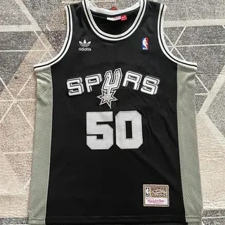 Adidas Hardwood Classics San Antonio Spurs #50 काली चांदी जर्सी