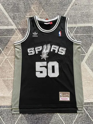 Adidas Hardwood Classics San Antonio Spurs #50 黑色银色球衣 2