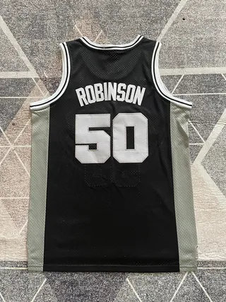 Adidas Hardwood Classics San Antonio Spurs #50 黑色银色球衣 3