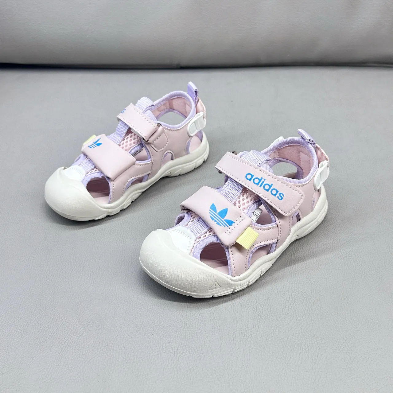 Adidas Kids Pink Multi-Strap Velcro Casual Sandals 6