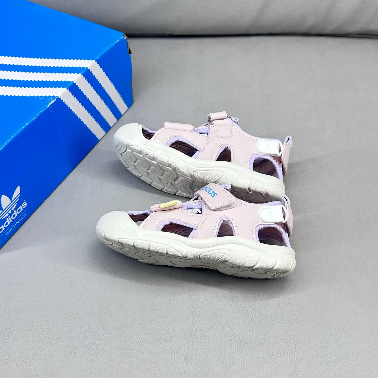 Adidas Kids Pink Multi-Strap Velcro Casual Sandals 7