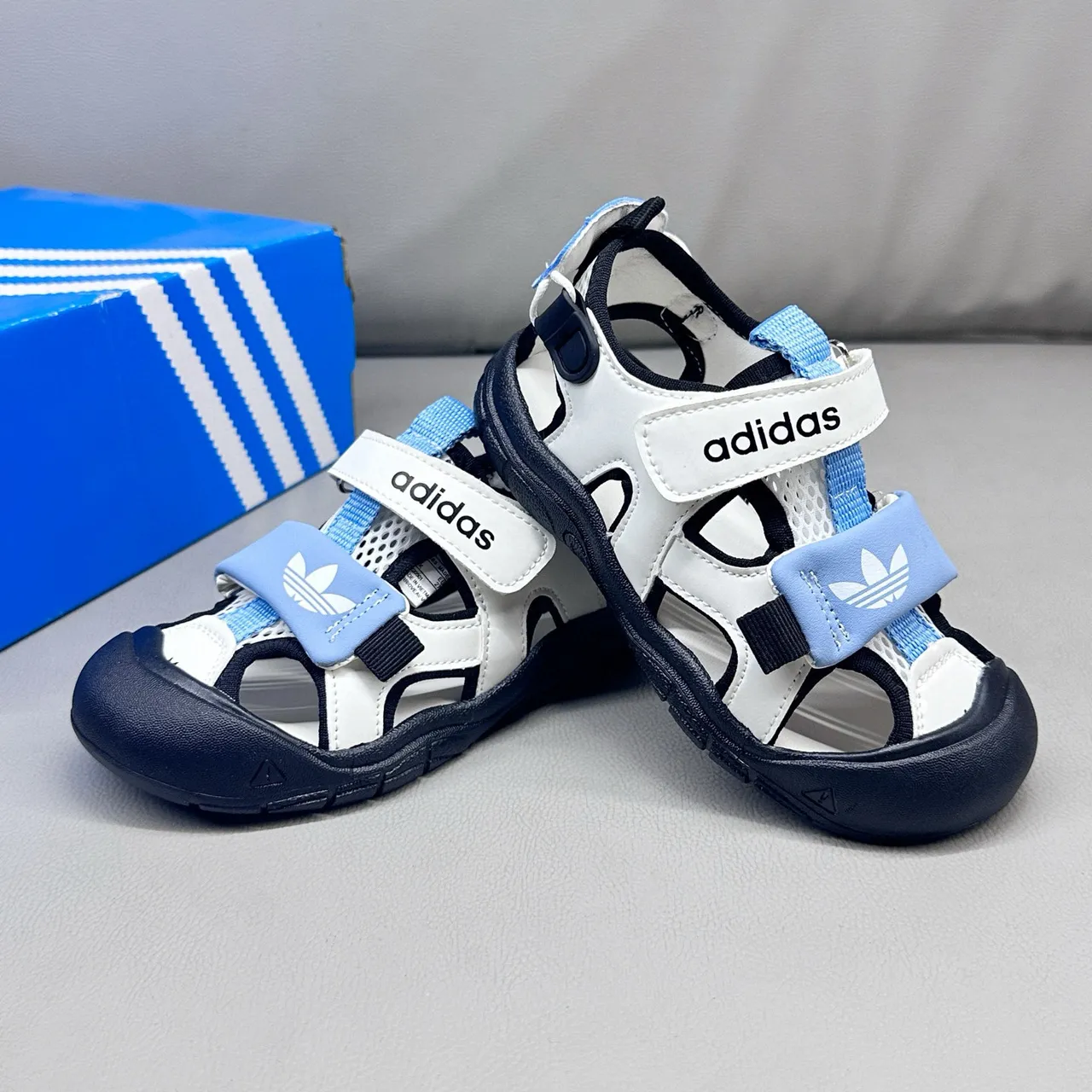Adidas Kids Pink Multi-Strap Velcro Casual Sandals 22