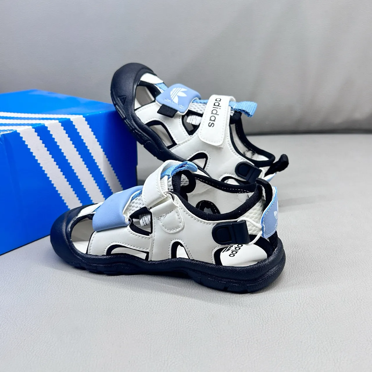 Adidas Kids Pink Multi-Strap Velcro Casual Sandals 23