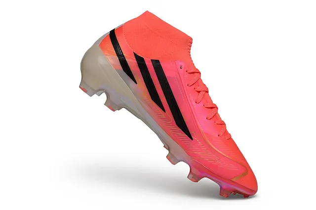 Adidas Zapatos de fútbol naranja y negro de alto corte con ajuste de calcetín upper translúcido iridiscente suela de superficie firme 2