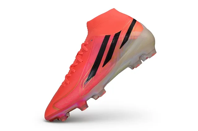 Adidas Zapatos de fútbol naranja y negro de alto corte con ajuste de calcetín upper translúcido iridiscente suela de superficie firme 3