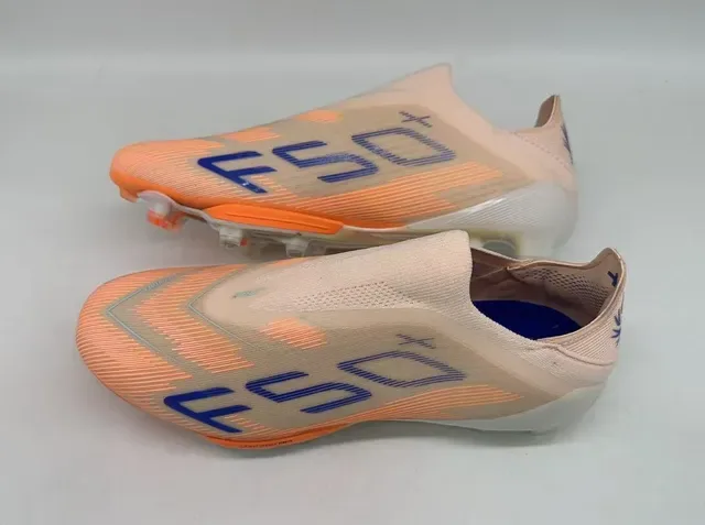 Adidas Orange Blue Sock-Fit Collar Iridescent TPU Cage Chaussures de football terrain ferme 2