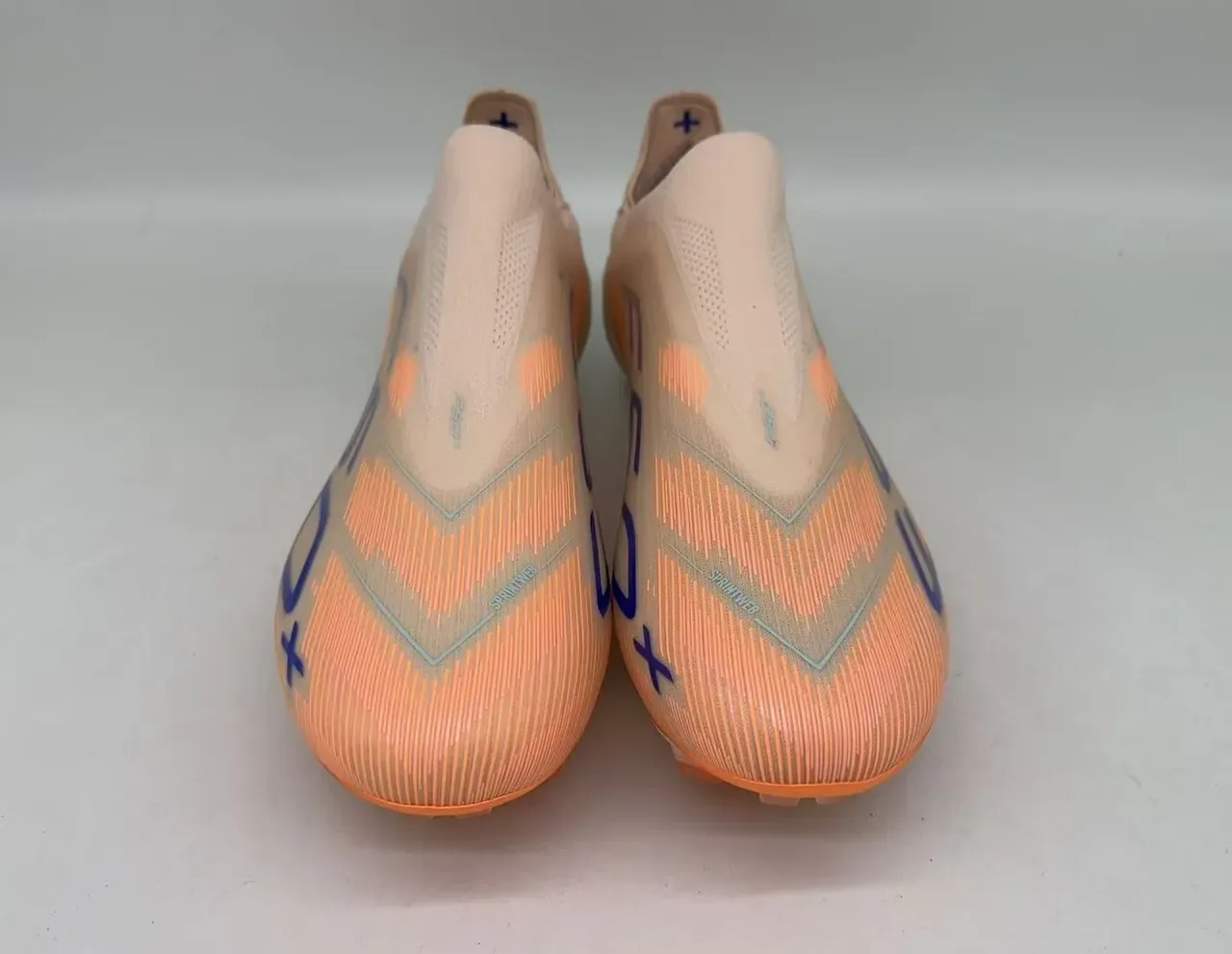 Adidas Orange Blue Sock-Fit Collar Iridescent TPU Cage Chaussures de football terrain ferme 3