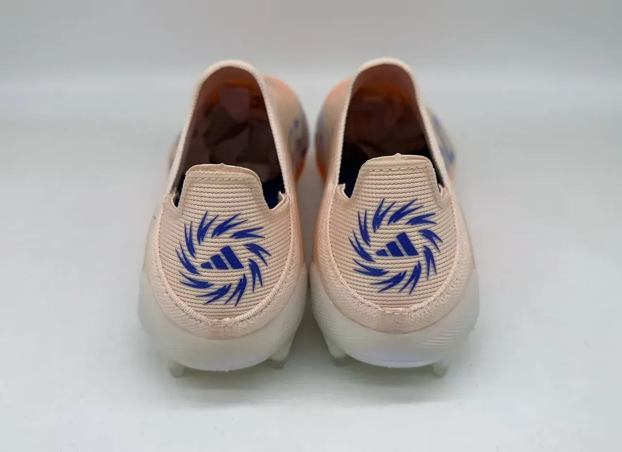 Adidas Orange Blue Sock-Fit Collar Iridescent TPU Cage Chaussures de football terrain ferme 4