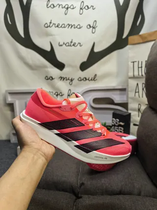 Adidas Pink and Black Three-Stripe Running Shoes 5