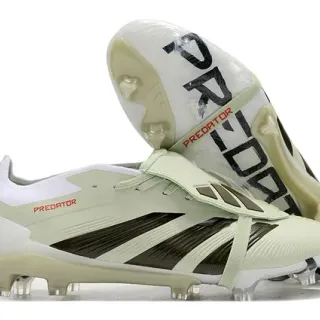 Adidas Predator Beige Noir Sans Lacets Fermeture par Sangle Cage du Talon Transparente Chaussures de Football Terrain Ferme