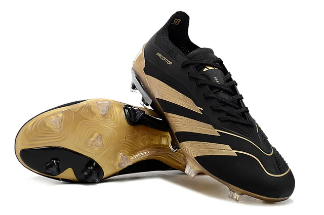Adidas Predator أسود وذهب Firm-Ground أحذية كرة القدم 4