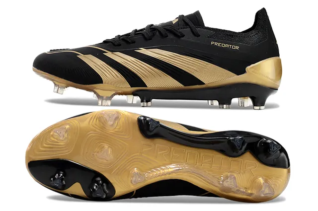 Adidas Predator أسود وذهب Firm-Ground أحذية كرة القدم 6