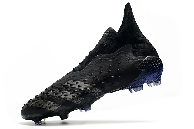 Adidas Predator Black Blue Textured Forefoot Cage Sock-Fit Collar Firm-Ground Soccer Shoes 4