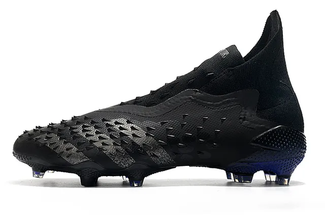 Adidas Predator Black Blue Textured Forefoot Cage Sock-Fit Collar Firm-Ground Soccer Shoes 5