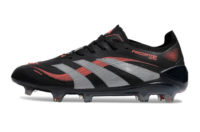 Adidas Predator Black Silver Red Firm-Ground Zapatos de fútbol 3