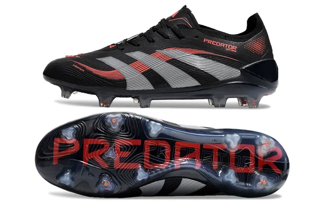 Adidas Predator Black Silver Red Firm-Ground Zapatos de fútbol 4
