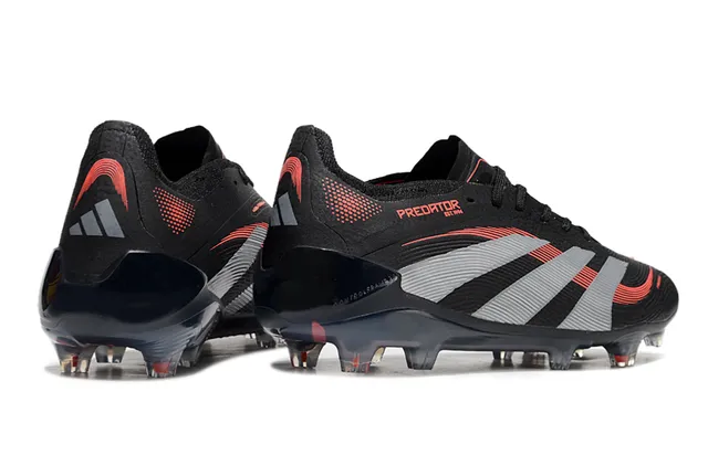 Adidas Predator Black Silver Red Firm-Ground Zapatos de fútbol 5