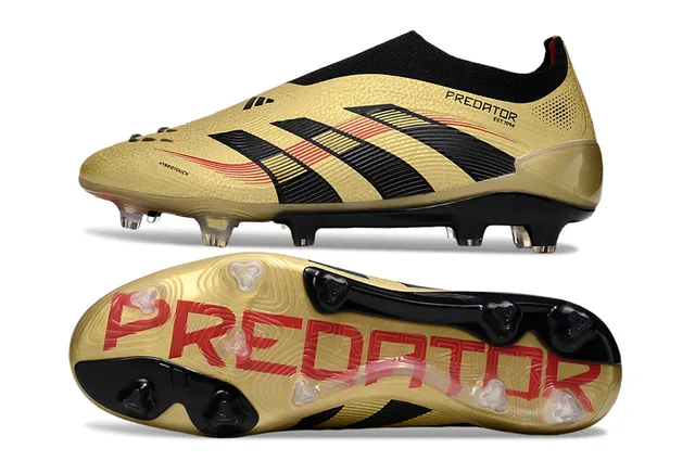 Adidas Predator Gold Black Red Firm-Ground Sapatos de futebol 6